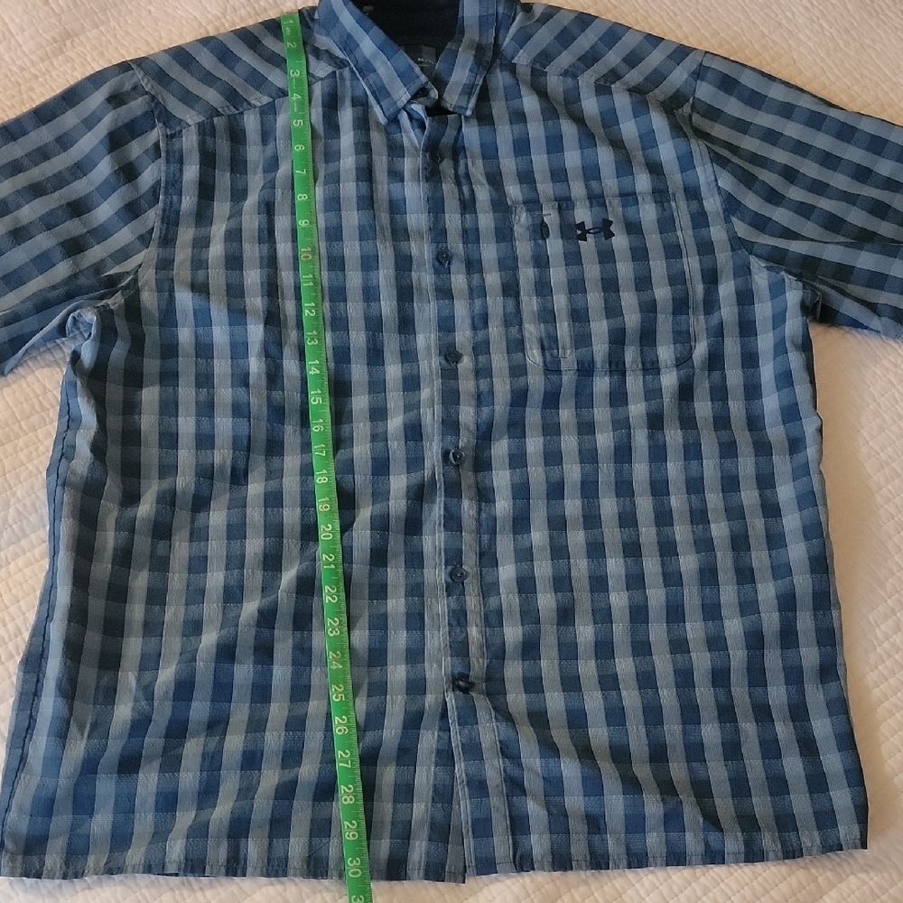 Under Armour Men's Blue Checkered Button Down Shirt - Picture 3 of 4